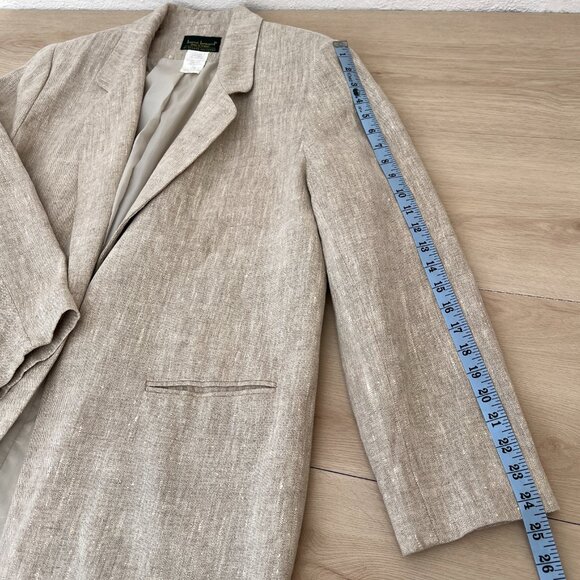 Vintage 80s/90s Harvé Benard Women's Light Beige Linen Blazer Jacket Size 16W - Picture 11 of 14